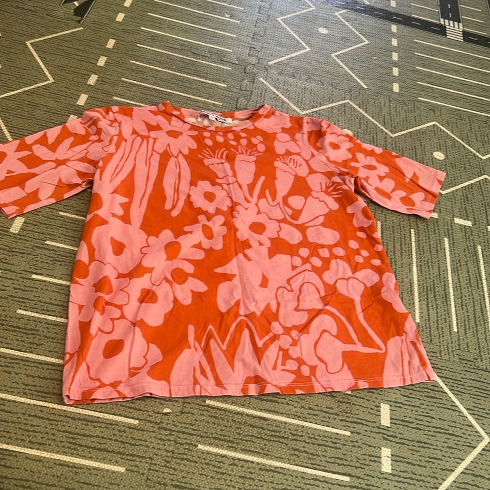 Variety Hour S Pink and Orange Pattern Tee